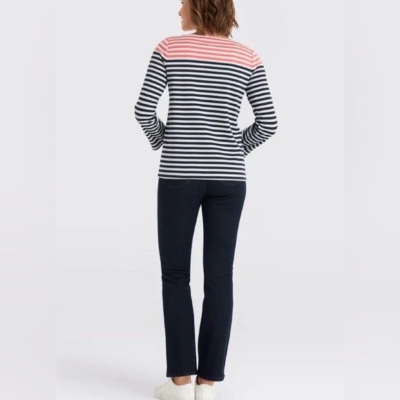 Draper James Stripe Ponte Long Sleeve Tee Blue Red Size XS - Picture 2 of 9